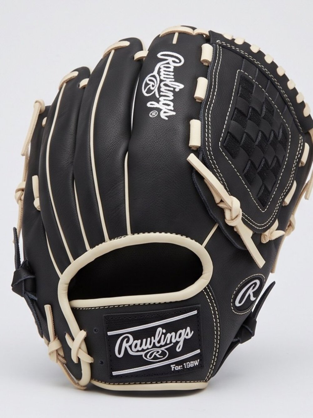 Rawlings HFP120BW 12 inch Leather Baseball Glove Black White Laces